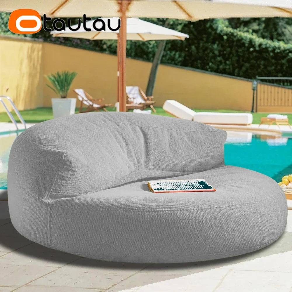 OTAUTAU Outdoor 4ft Waterproof Chenille Bean Bag Cover - Poolside Lounger Sofa Bed