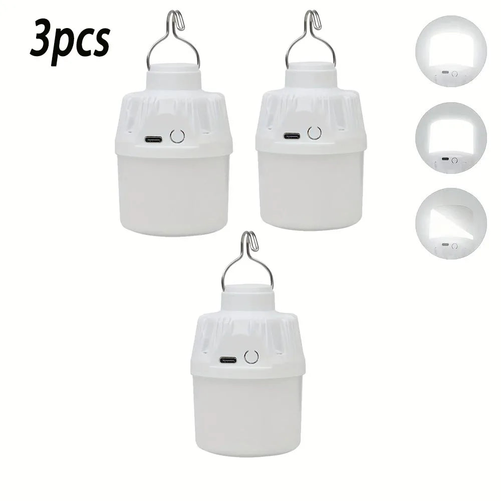 Portable LED Camping Light Bulb USB Rechargeable – 1/2/3/5/10PCS Outdoor Hanging Lamp with 3 Lighting Modes (White/Orange)