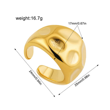 Vintage Stainless Steel Chunky Ring – Punk Irregular Adjustable Open Ring for Women, Wedding Jewelry Gift