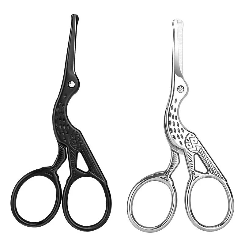 Stainless Steel Small Nail Scissors Eyebrow & Nose Hair Trimmer with Tweezers Manicure Facial Makeup Tool