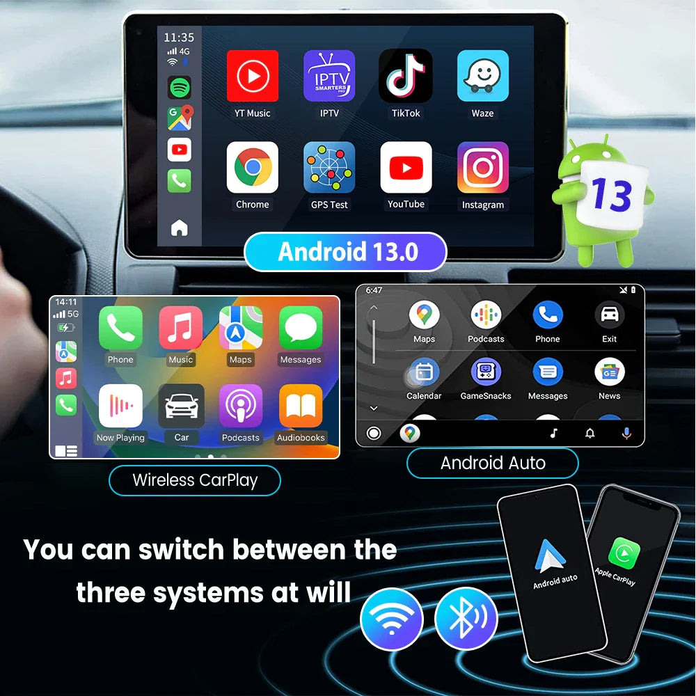CarlinKit Android 13 AI TV Box - Android Auto Wireless CarPlay, QCM6125 8-Core, Split Screen, 64G/128G, Supports Netflix, YouTube, Play Store