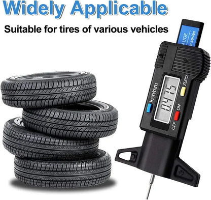Digital Tire Tread Depth Gauge Caliper - LCD Display, 0-25mm Measurement Tool for Car Tire Maintenance