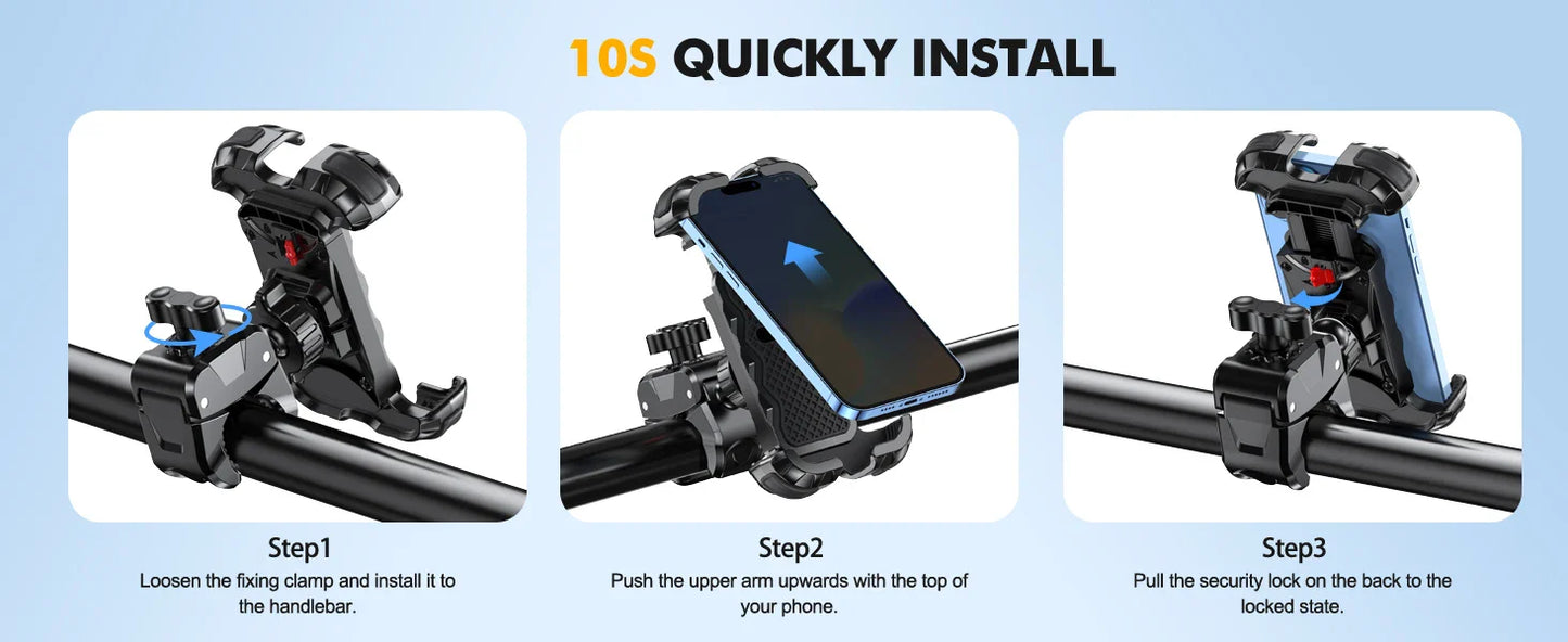 Mountain Bike Phone Holder – Stable, Non-Slip, Rotatable Navigation Mount with Safety Compartment