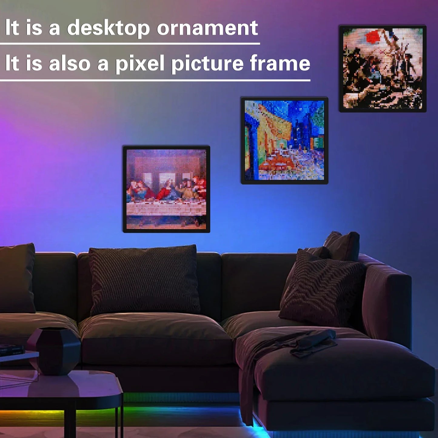 64x64 RGB LED Pixel Display Matrix Panel, Programmable Pixel Art Screen with Bluetooth App Control