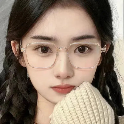 Trendy Reading Glasses for Women — Anti Blue Light Presbyopia Eyewear, High-Definition Transparent Frame, Unisex Eyeglasses