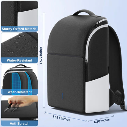 PS5 Backpack Carrying Case – Full Protection Travel Bag for PS5/Slim/Pro Console, Large Capacity Storage Bag Compatible with PS Portal