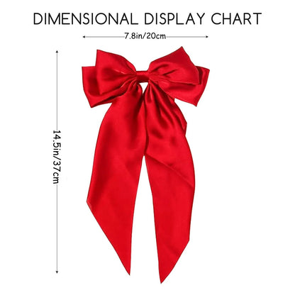 3-Piece Elegant Bow Ribbon Hair Clip Set: Fashionable Solid Satin Spring Hairpin Headbands with Clips - Women's Hair Accessories