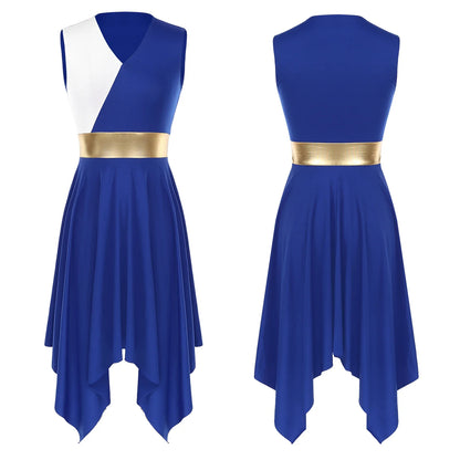 Women's Praise Dance Dress - Modern Liturgical Church Choir Costume with Irregular Hem for Ballet & Contemporary Dance