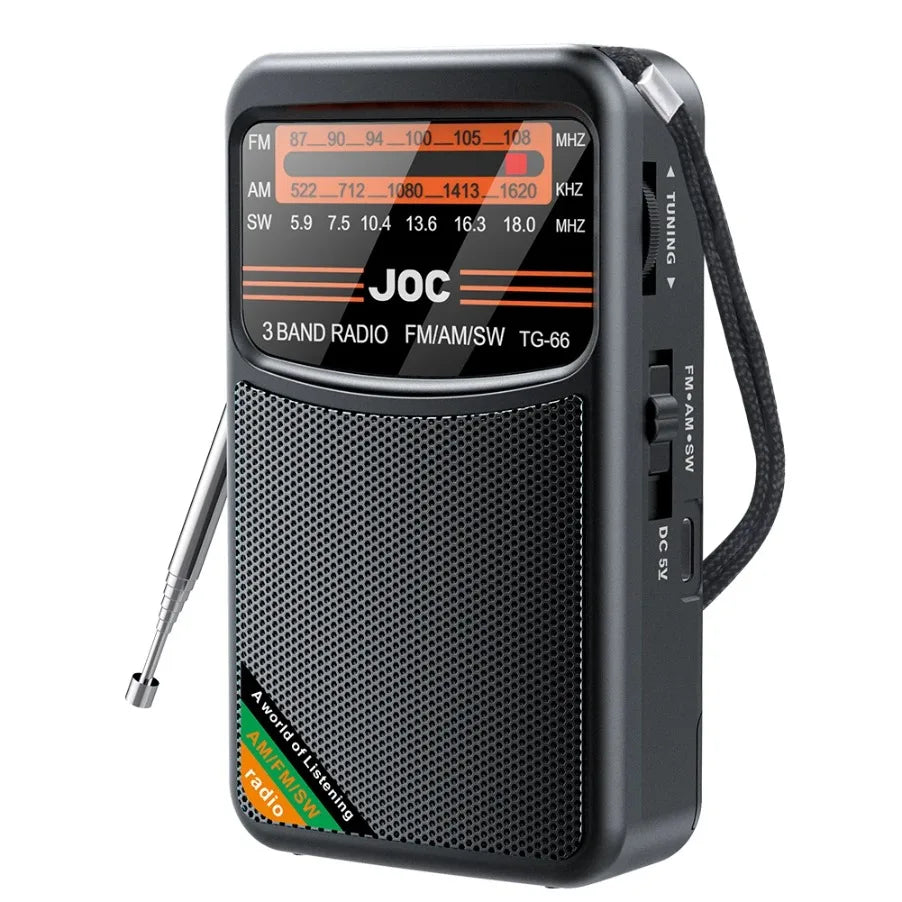 Portable AM/FM/SW Pocket Radio — Mini Receiver with Rechargeable Battery, Good Reception & Wired Earphone Support