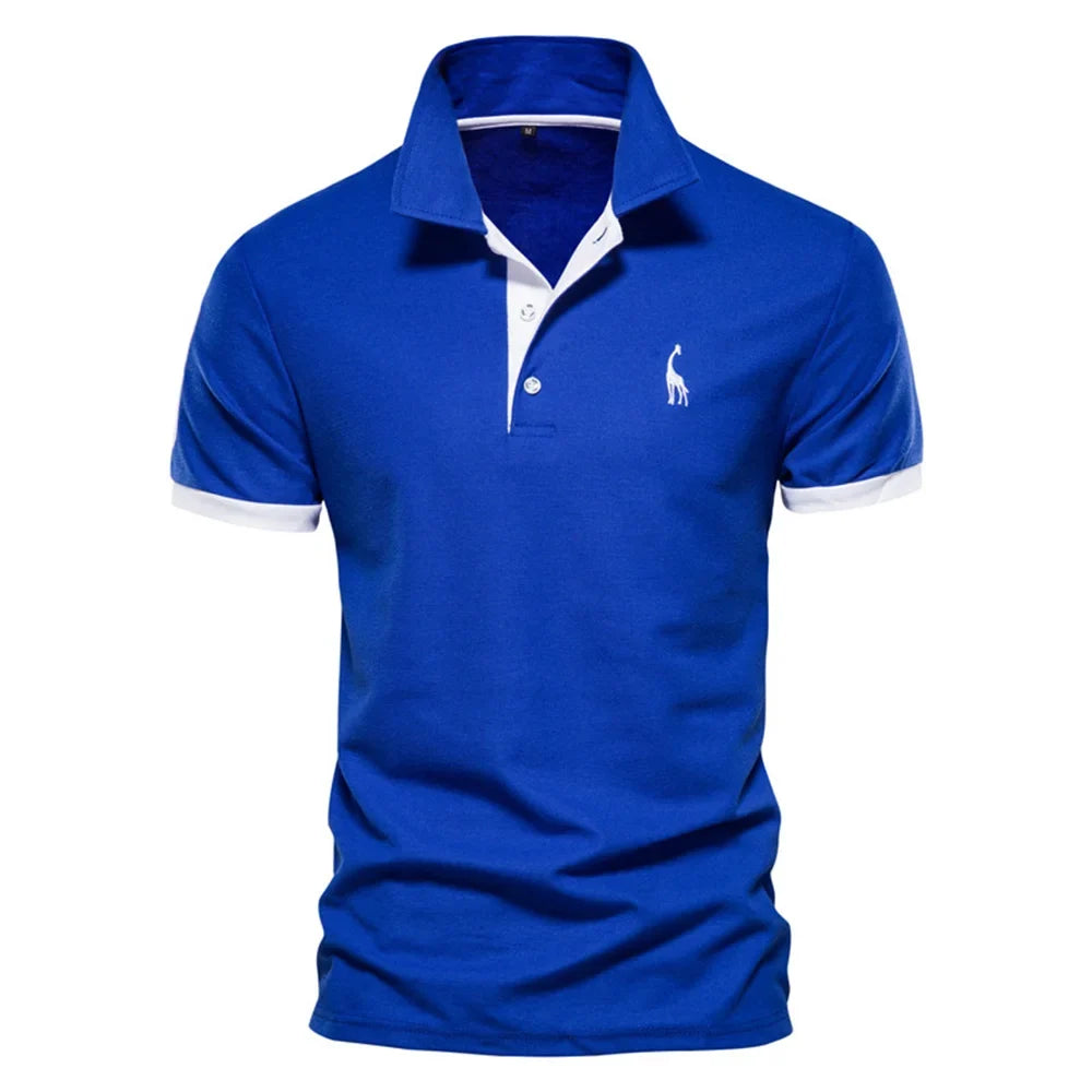 Men's Giraffe Embroidered Polo Shirt - Short Sleeve Casual Business Summer Top