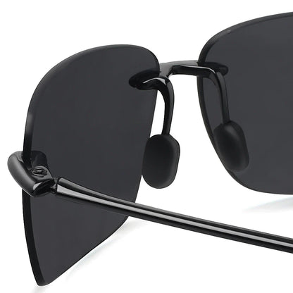 JULI Polarized Classic Sports Rimless Sunglasses – Ultralight Rectangle Frame for Men, Ideal for Fishing, Driving, UV400 Protection, Model MJ8009