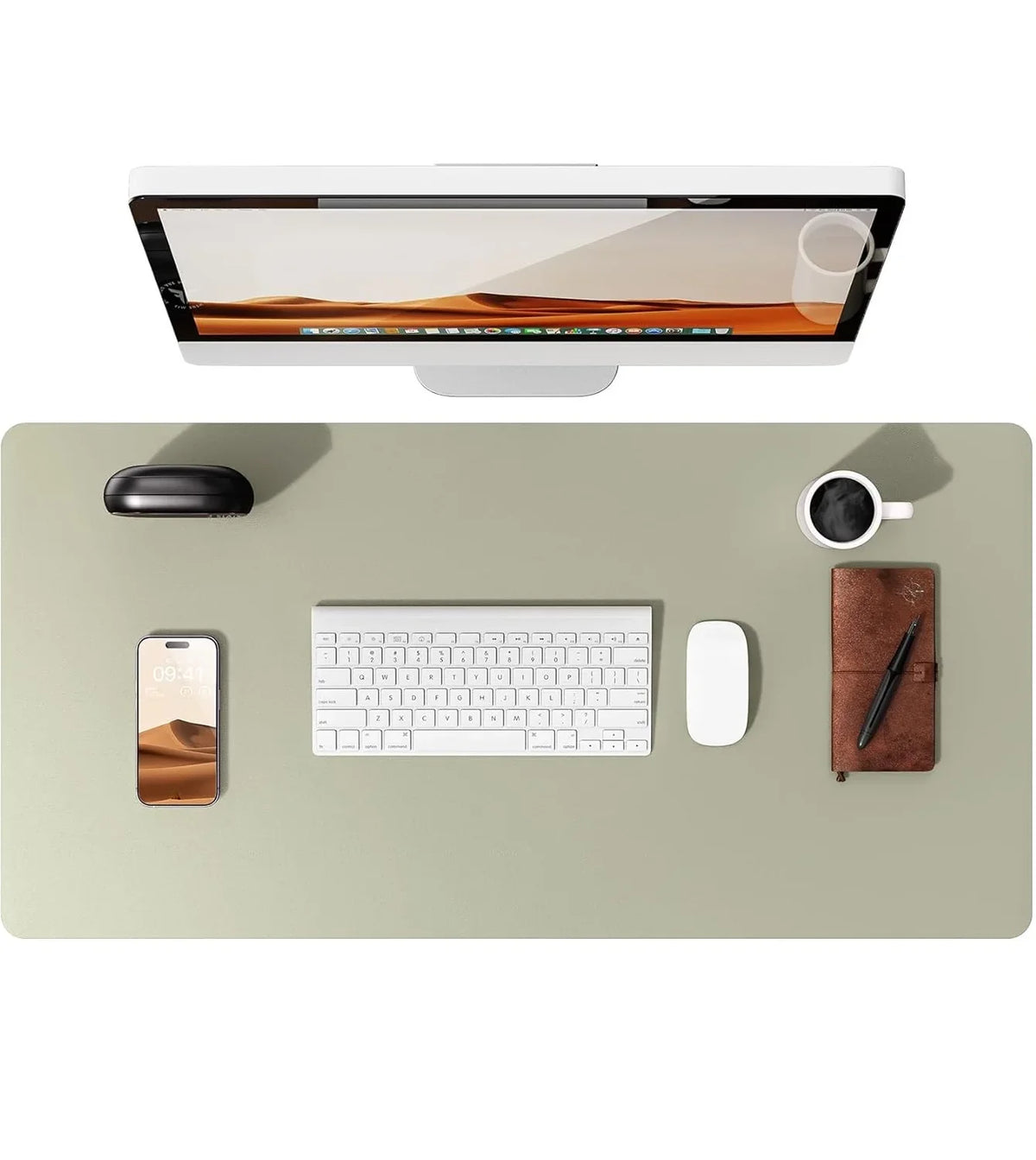 Large Leather Mouse Pad Desk Mat - Non-Slip PU Leather Office Desk Protector for Laptop & Workspace Setup