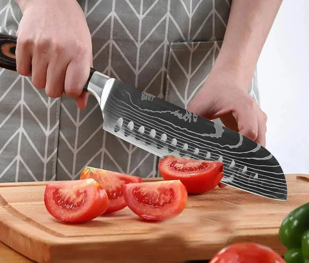 Professional Damascus Kitchen Knives – Japanese Santoku, Cleaver and Slicing Knives | Stainless Steel Butcher and Boning Knife