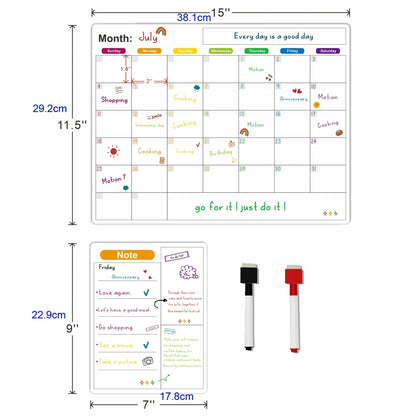 Magnetic Fridge Calendar — Monthly & Weekly Planner Whiteboard with Pen, Dry Erase Message & Sticker Board