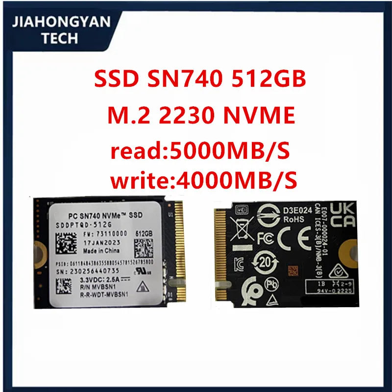 WD SN740 NVMe 2230 SSD 256GB 512GB 1TB 2TB PCIe 4.0 Solid State Drive High-Speed Storage for Cameras Handheld Devices & Mini PCs