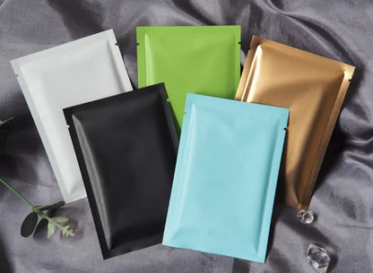 100PCS Open Top Aluminum Foil Bags - Glossy/Matte Finish, Heat Sealable for Tea, Spices, Bakery, Meat, Snacks, Chocolate, Soap, Salt Storage Pouches