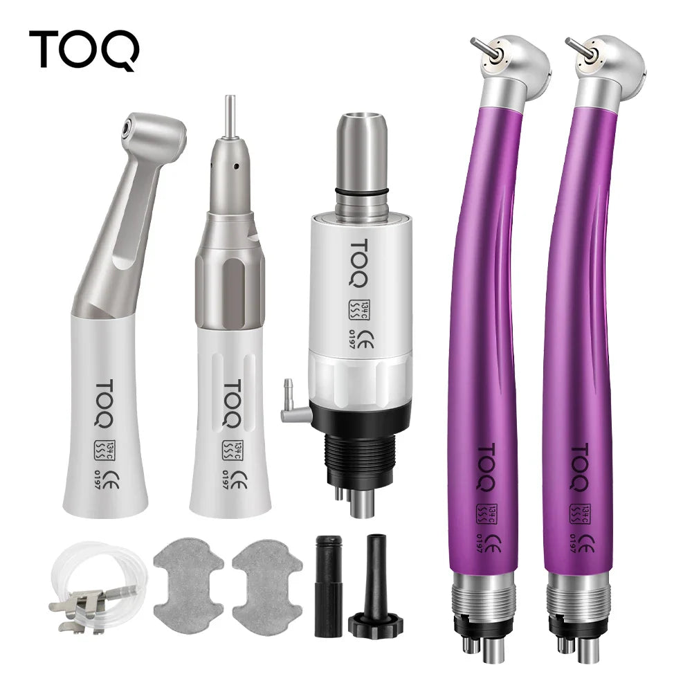 Dental High & Low Speed Handpiece Kit — Straight & Contra Angle Air Turbine with 2/4 Hole M4/B2 for Full Dental Equipment Set