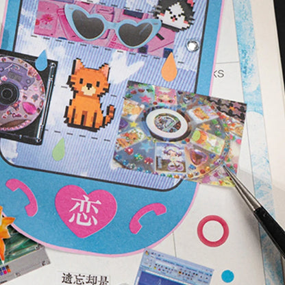 Mr.Paper Y2K Retro Glitter Sticker Book - 20-Sheet Aesthetic Stickers for Journaling, Scrapbooking & DIY Decor