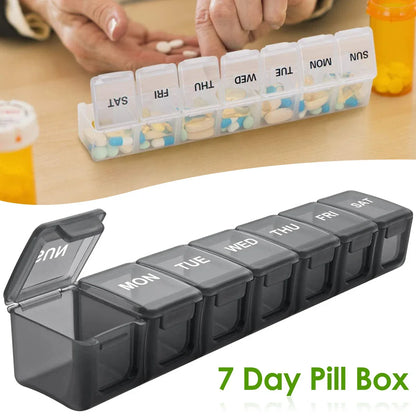 7/14/28-Day Pill Organizer – Weekly & Monthly Medicine Box with Tablet Storage, Splitter & Container Case
