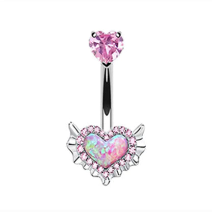 Stainless Steel CZ Belly Button Piercing – Heart & Butterfly Navel Barbell Jewelry for Women Sexy Navel Ring