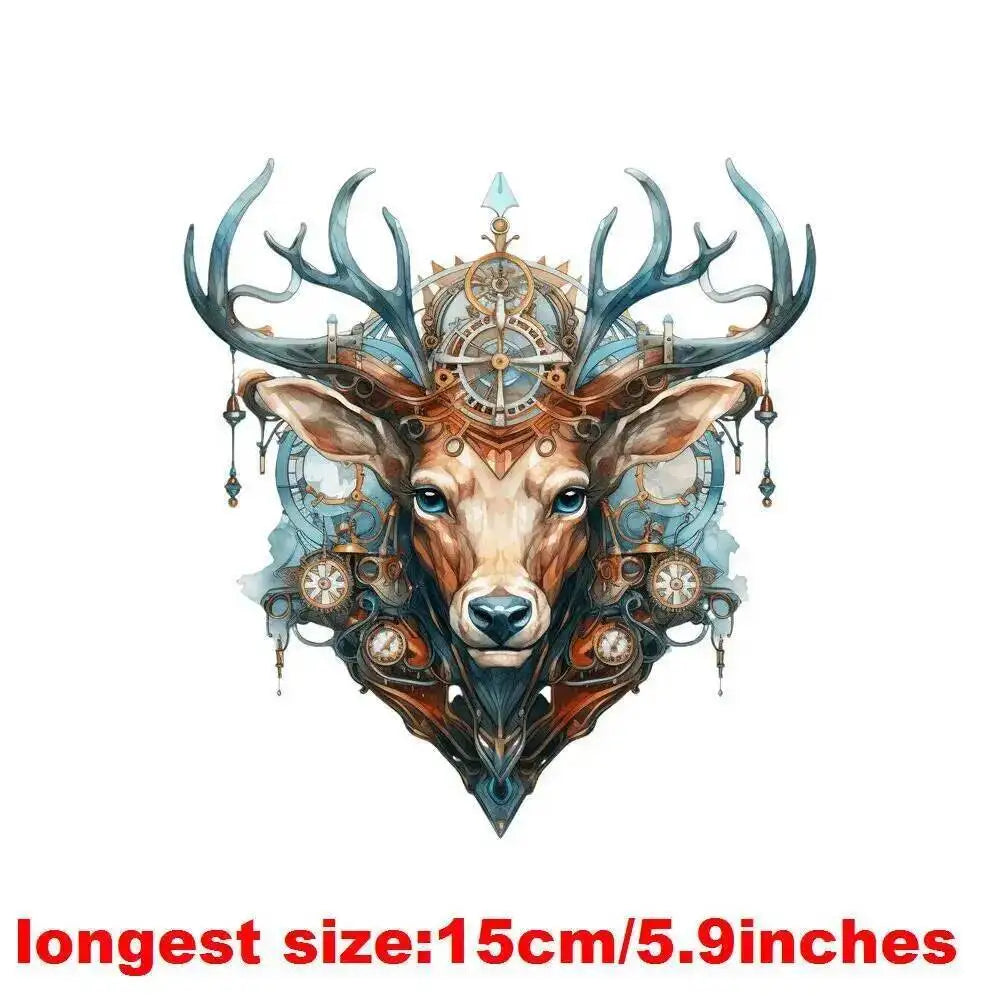 15cm Kids Steampunk Lion Iron-On Patch – Animal Heat Transfer Sticker for DIY Clothing, Apparel & Fabric Decoration Print