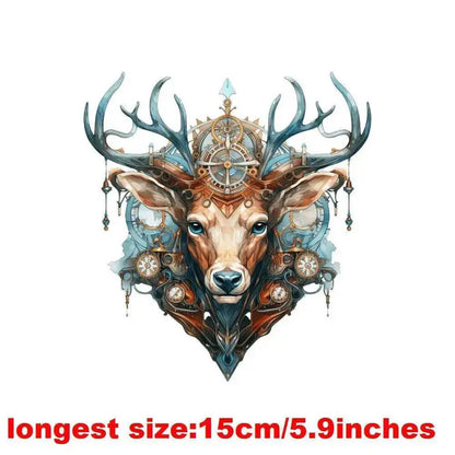 15cm Kids Steampunk Lion Iron-On Patch – Animal Heat Transfer Sticker for DIY Clothing, Apparel & Fabric Decoration Print