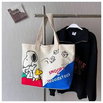 Snoopy Cartoon Canvas Bag – Large Capacity Student, Tutoring, and Messenger Shoulder Bag for Women