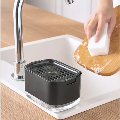 Automatic Soap Dispenser Bottle: Kitchen Sponge Brush Storage Box with Manual Soap Dispenser - Convenient Solution for Kitchen Hygiene