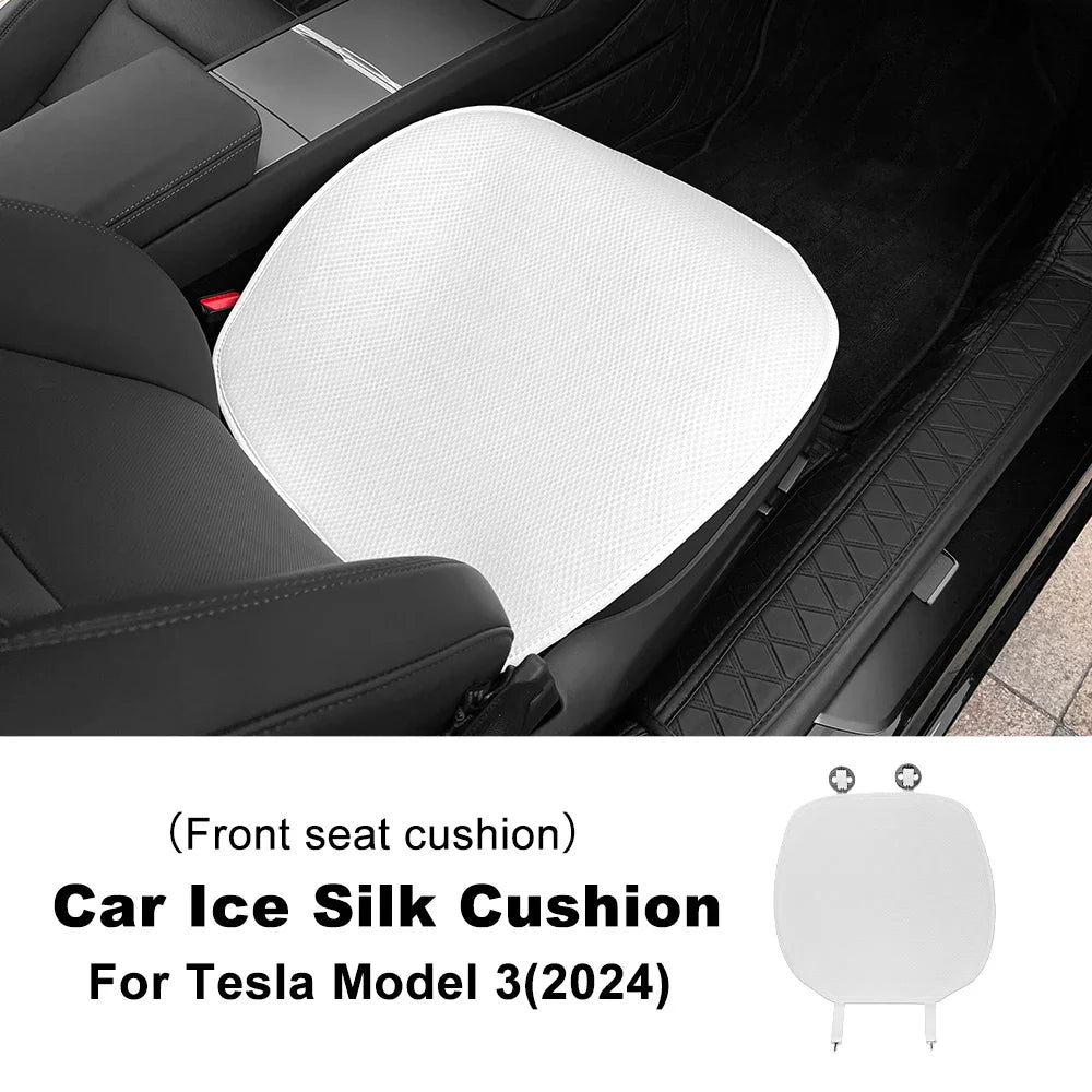 Tesla Model 3 Highland 2024 Ice Silk Car Seat Cushion – Breathable All-Season Seat Cover & Back Seat Protector Interior Accessory