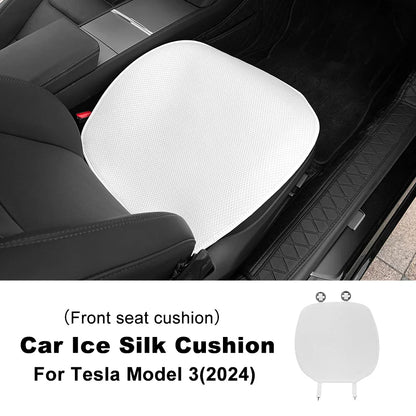 Tesla Model 3 Highland 2024 Ice Silk Car Seat Cushion – Breathable All-Season Seat Cover & Back Seat Protector Interior Accessory