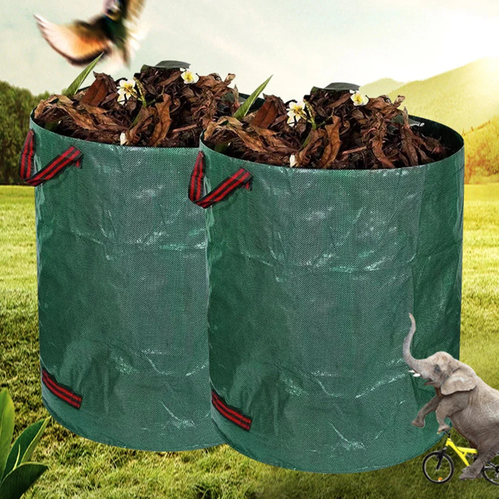 60L-500L Reusable Garden Bag – Large Capacity Foldable Leaf Sack, Garden Trash Waste Container & Storage