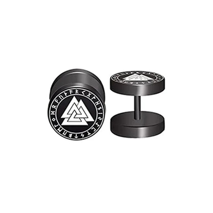 2pcs 18G Stainless Steel Viking Rune Stud Earrings – For Men & Women, Cartilage Tragus Helix Piercing Jewelry