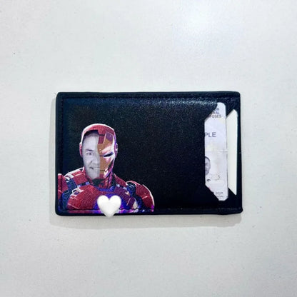 Leather Captain Wallet – Personalized Superhero Mask Card Holder & Slim ID Wallet for Men