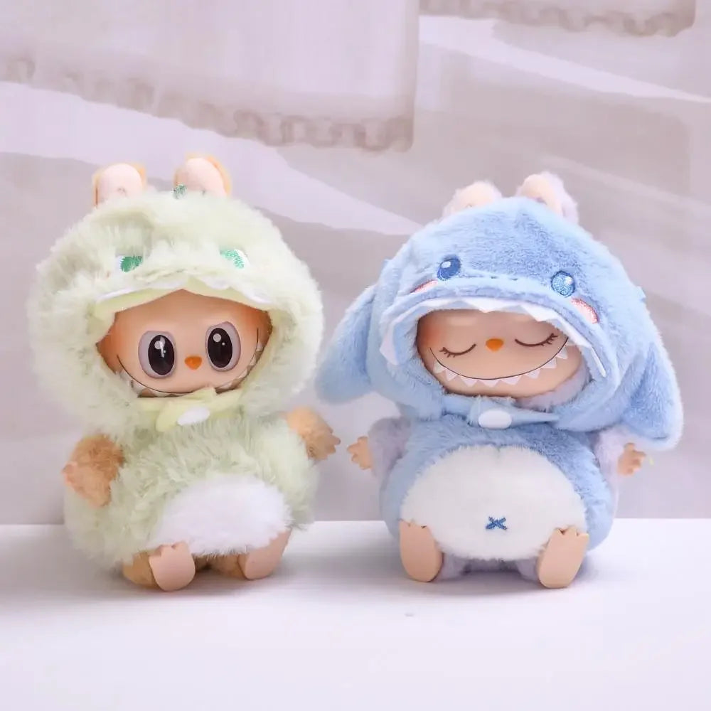 17cm Mini Plush Doll Clothes — Kpop EXO Labubu Idol V1 & V2 Bee, Dinosaur & Shark Costume Outfit Set, Doll Accessories Gift