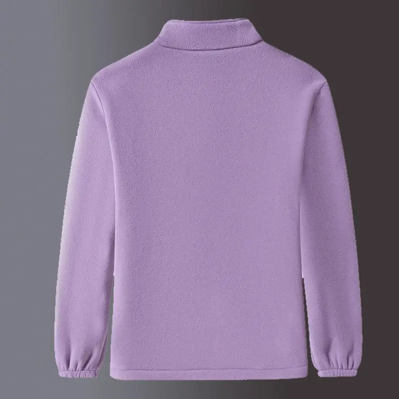 Women’s Lamb Velvet Zip-Up Jacket - Warm Embroidered Stand Collar Casual Sweatshirt