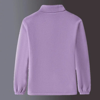 Women’s Lamb Velvet Zip-Up Jacket - Warm Embroidered Stand Collar Casual Sweatshirt
