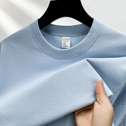 100% Pure Cotton Men’s Summer T-Shirt – High-End Short Sleeve Round Neck Breathable Fashion Top