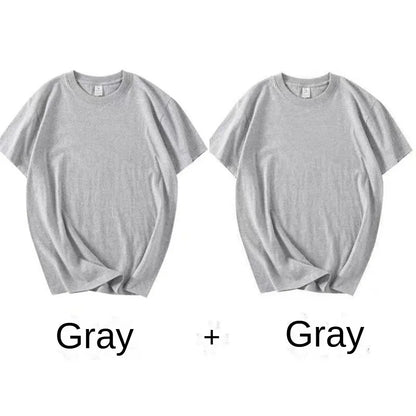 2-Pack Unisex 100% Cotton T-Shirts - Breathable Loose-Fit Short Sleeve Casual Tees