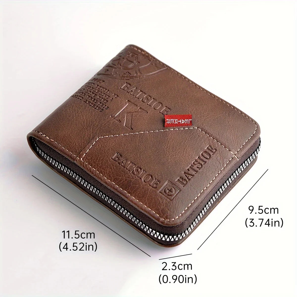 Men’s PU Leather Wallet – Wax Oil Skin Short Purse with Zipper, Coin Pocket & Card Holder