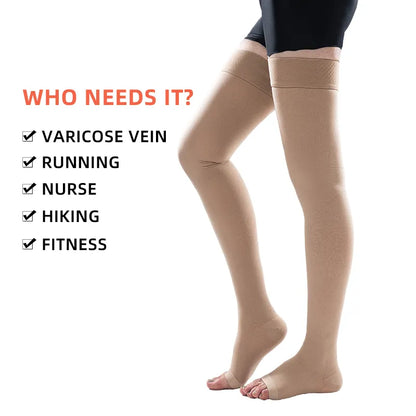 23-32mmHg Elastic Nursing Compression Stocking - Unisex Medical Class 2 Pressure Stockings for Sleep and Varicose Vein Relief