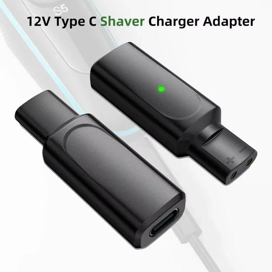 12V USB-C Shaver Charger Adapter for Braun Series 3/5/7/9 – Portable Type-C Fast Charging Converter Cable with Safe Power Supply