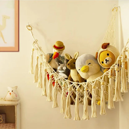 Triangle Toy Net - Plush Toy Storage Corner Hanging Cotton Rope Hand-Woven Hammock