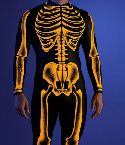 Men's Cyberpunk Muscle Bodysuit - Sci-Fi Printed Cosplay Zentai Costume for Carnival, Stage & Performance Events