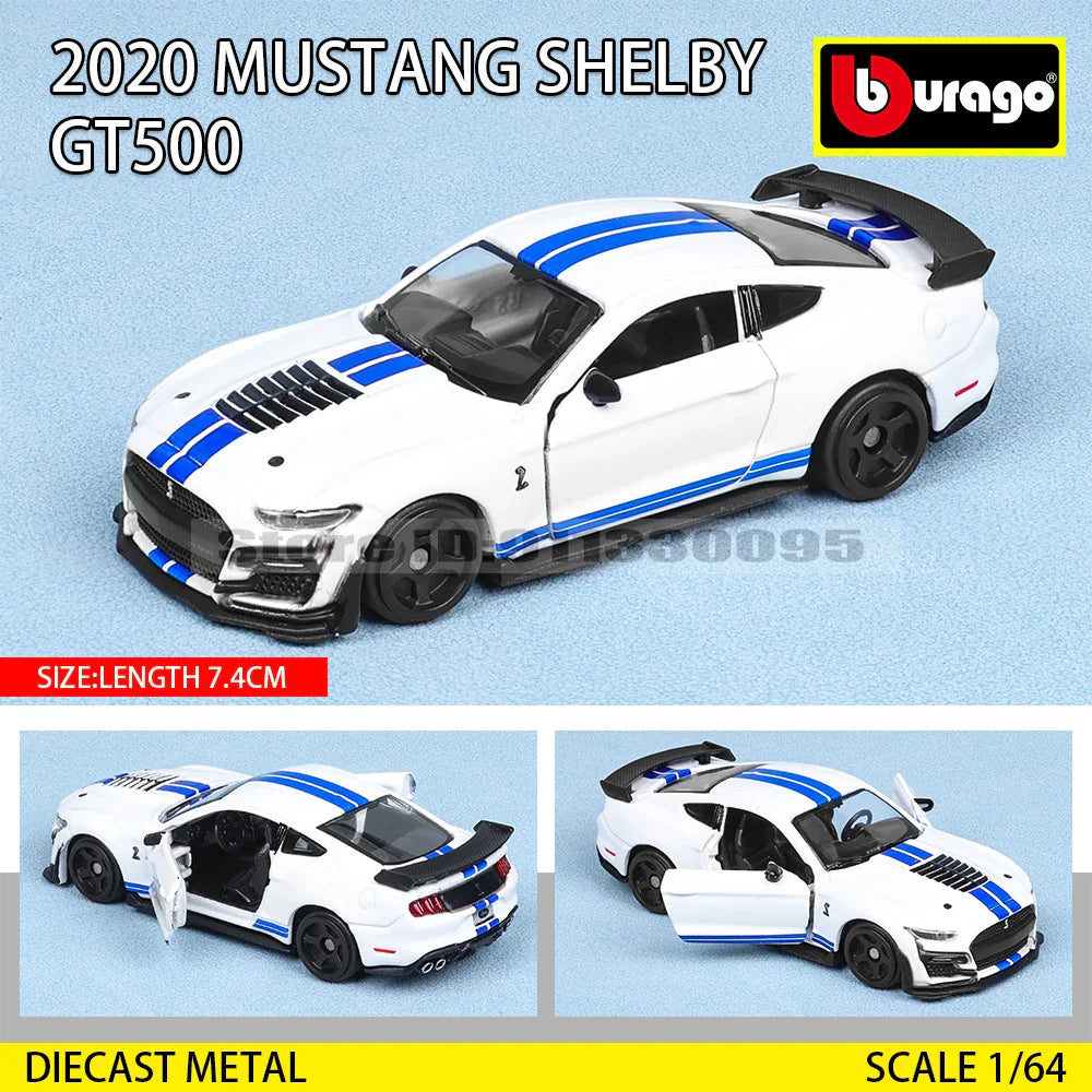 Bburago 1:64 Car Model Collection — Golf GT 2017, Mustang Shelby GT500, Ferrari, Benz & Volkswagen, Kids Xmas Gift Toys for Boys