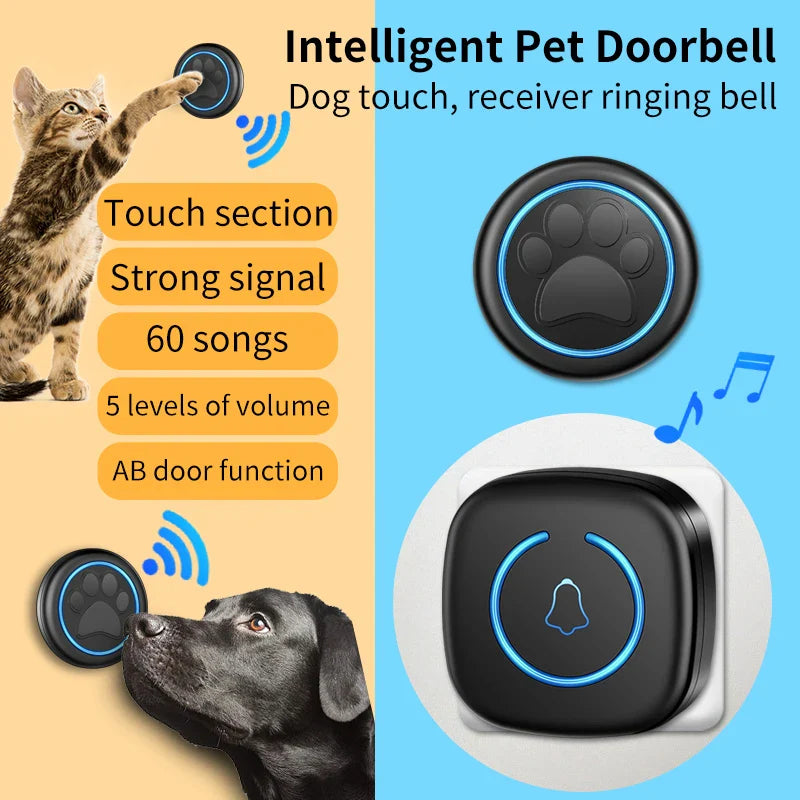 Pet Touch Ringer Bell – 300M/984ft Range, 60 High-Volume Tunes for Cat & Dog Training, Smart Home Doorbell US/EU