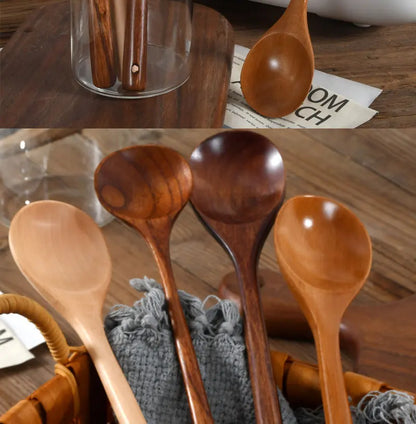 Long Wooden Spoons – Natural Coffee Stirring Rods & Tea Dessert Spoons for Soup Kitchen Tableware