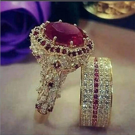 Fashion Luxury Princess Ring Set – Cubic Zirconia Bridal Rings, Elegant Wedding Jewelry for Women and Couples