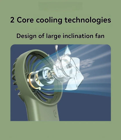 New Foldable USB Rechargeable Mini Fan | Handheld Desktop Fan with Cartoon Design & Hook for Outdoor, Home & Office Use