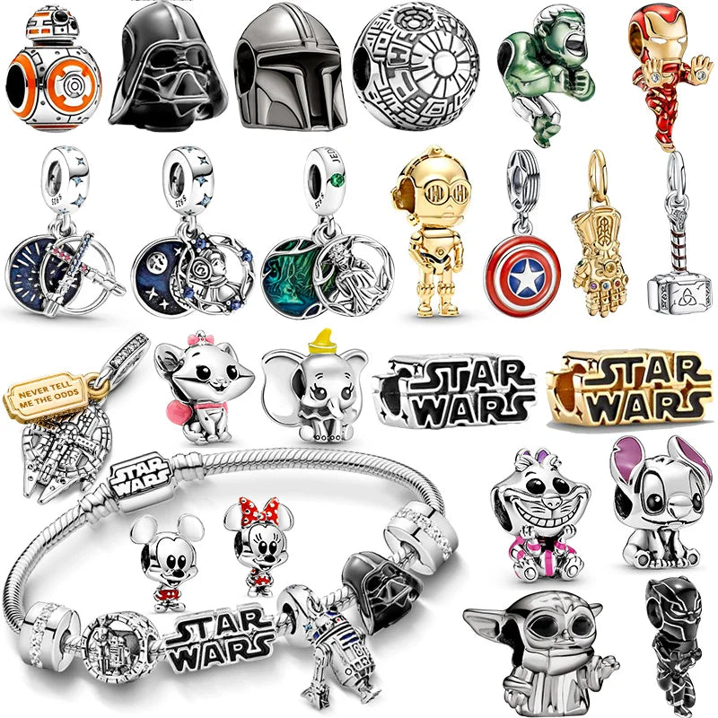 Fall New 925 Silver Plated MINISO Marvel Star Wars Rescuers Pendant Charm – Fits Original Pandora Bracelet, DIY Jewelry for Women