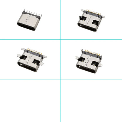 100Pcs Type-C USB Female Charging Socket Connector – 6Pin & 16Pin PCB Soldering DIY Repair Adapter